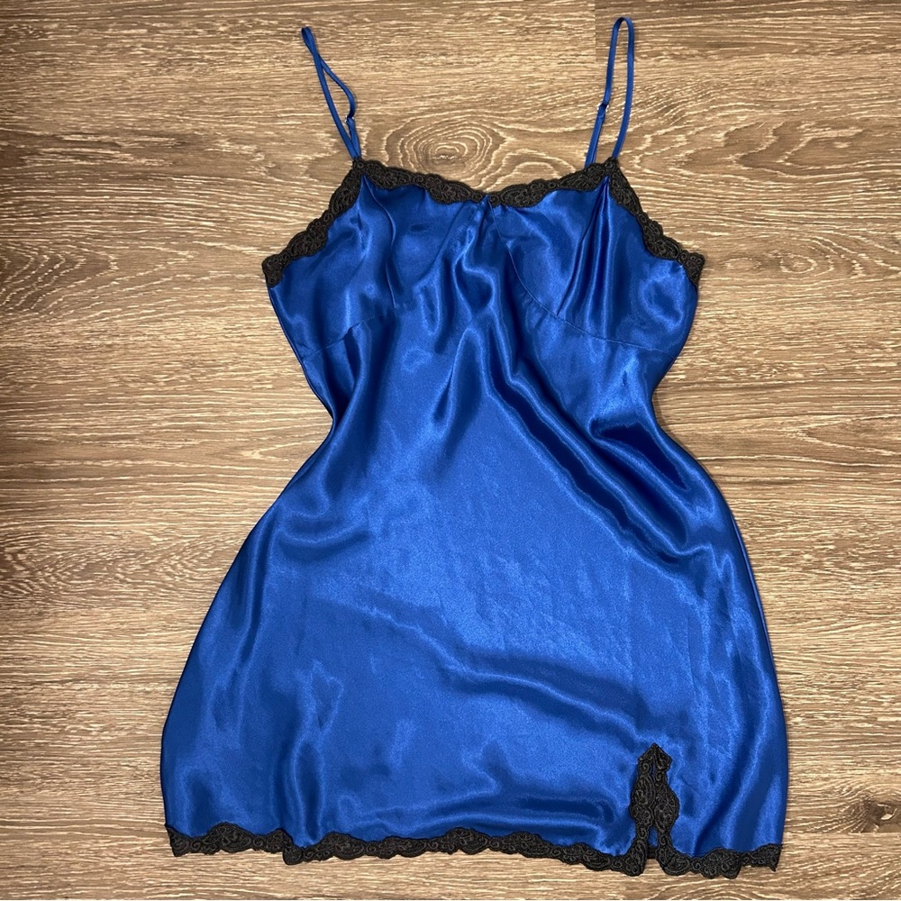 Vintage Morgan Taylor Intimates Blue Slip Dress, Women’s size Large